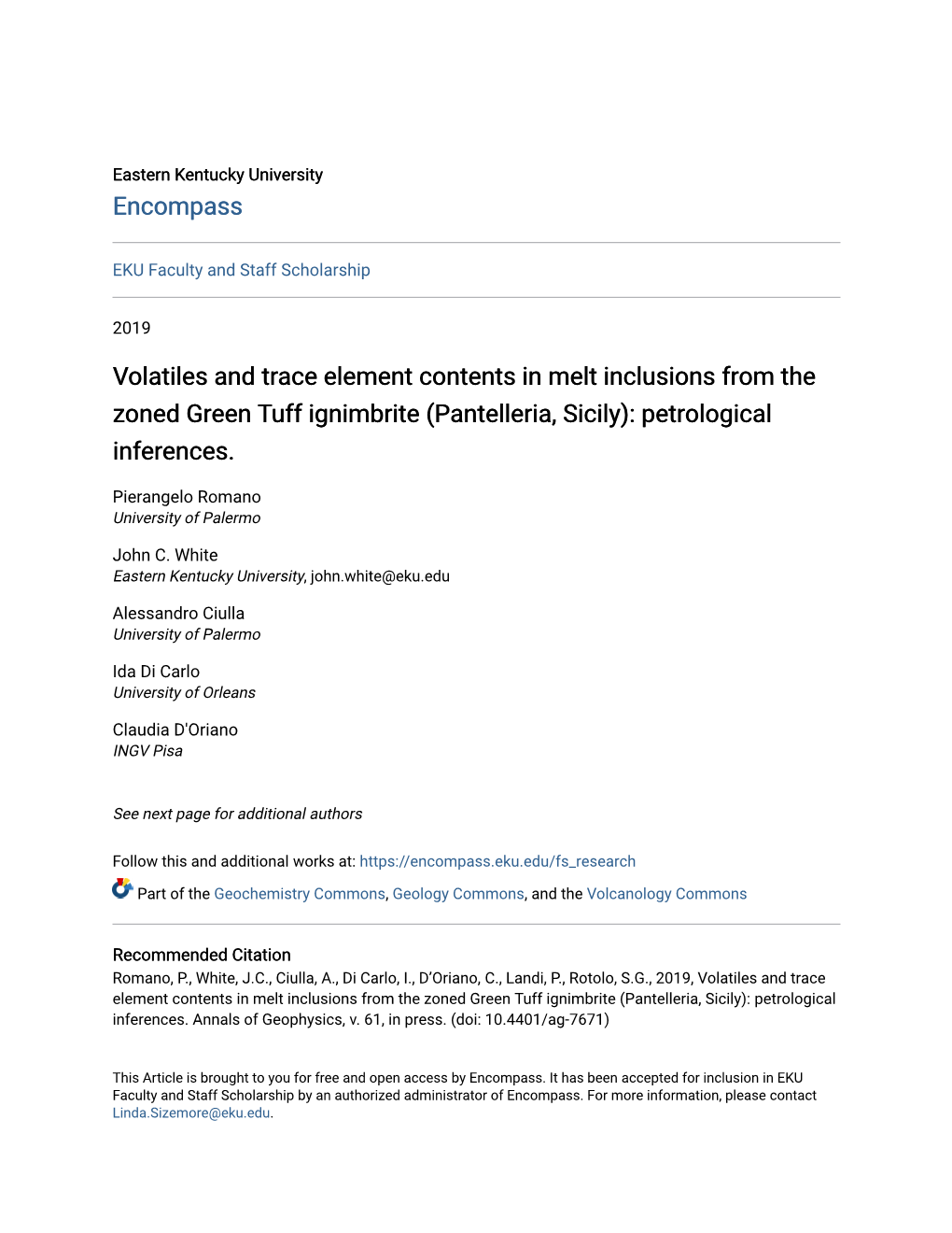 Volatiles and Trace Element Contents in Melt Inclusions from the Zoned Green Tuff Ignimbrite (Pantelleria, Sicily): Petrological Inferences