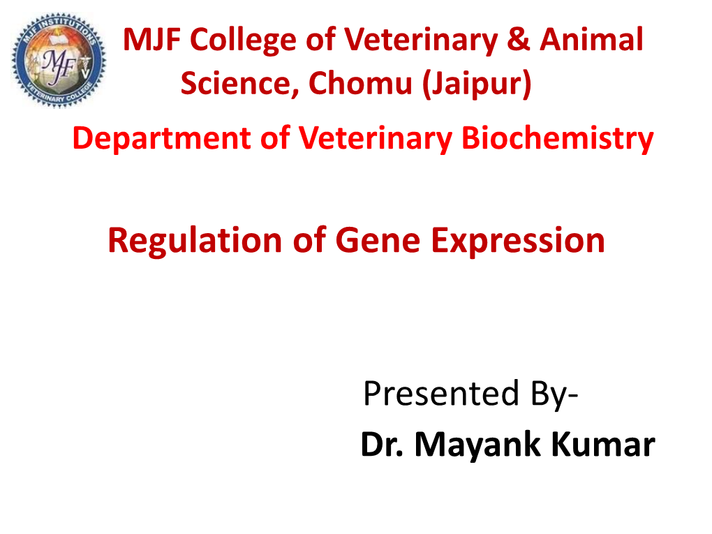 Regulation of Gene Expression