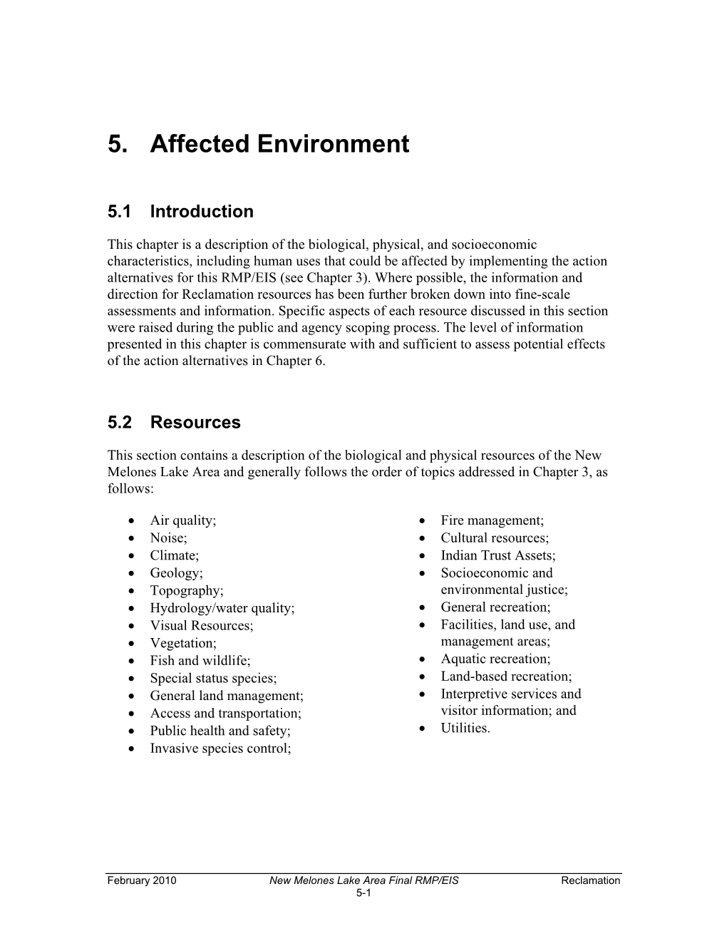 Final New Melones RMP/EIS, Chapter 5