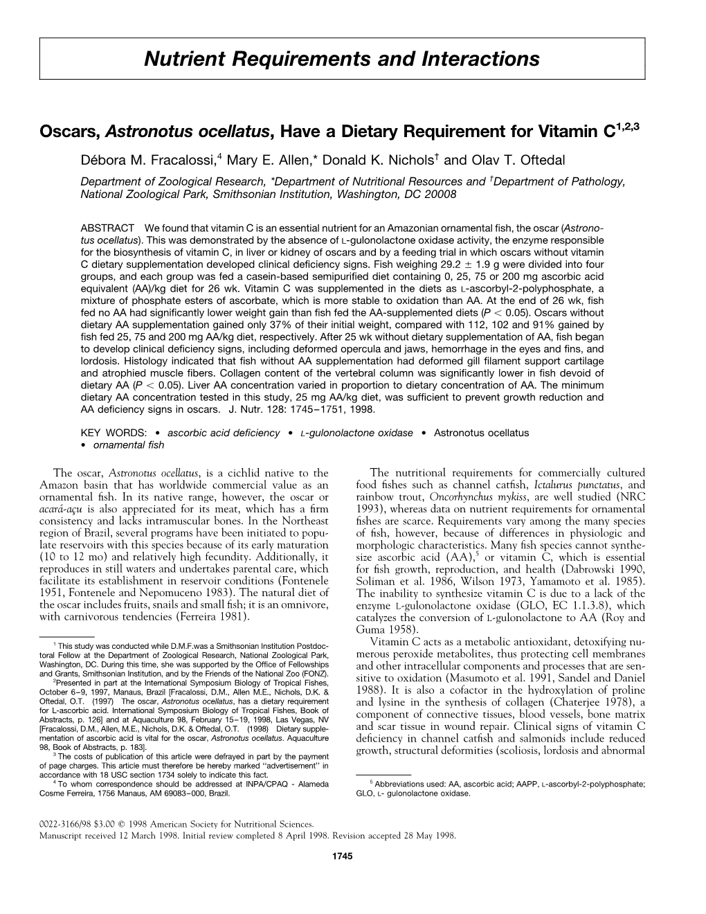 Nutrient Requirements and Interactions