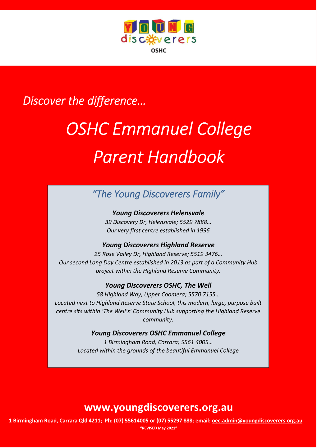 OSHC Emmanuel College Parent Handbook