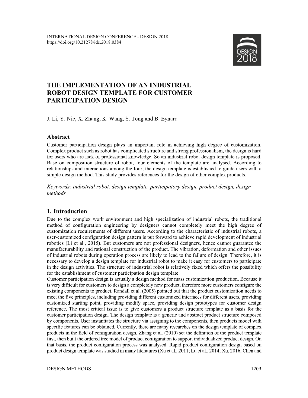 The Implementation of an Industrial Robot Design Template for Customer Participation Design