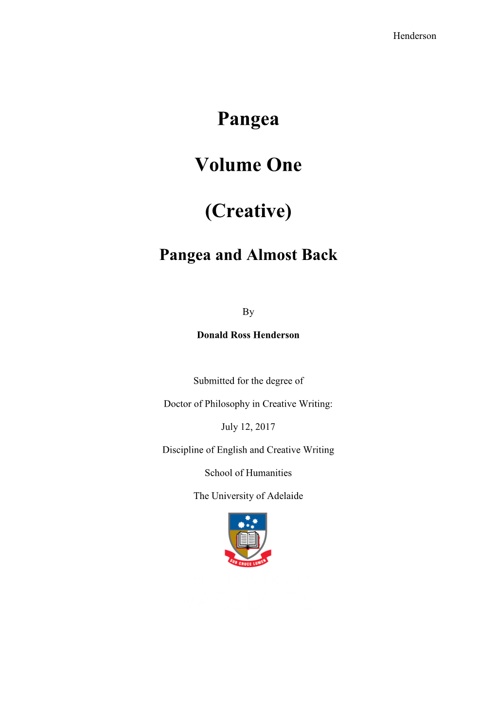 Pangea Volume One (Creative)