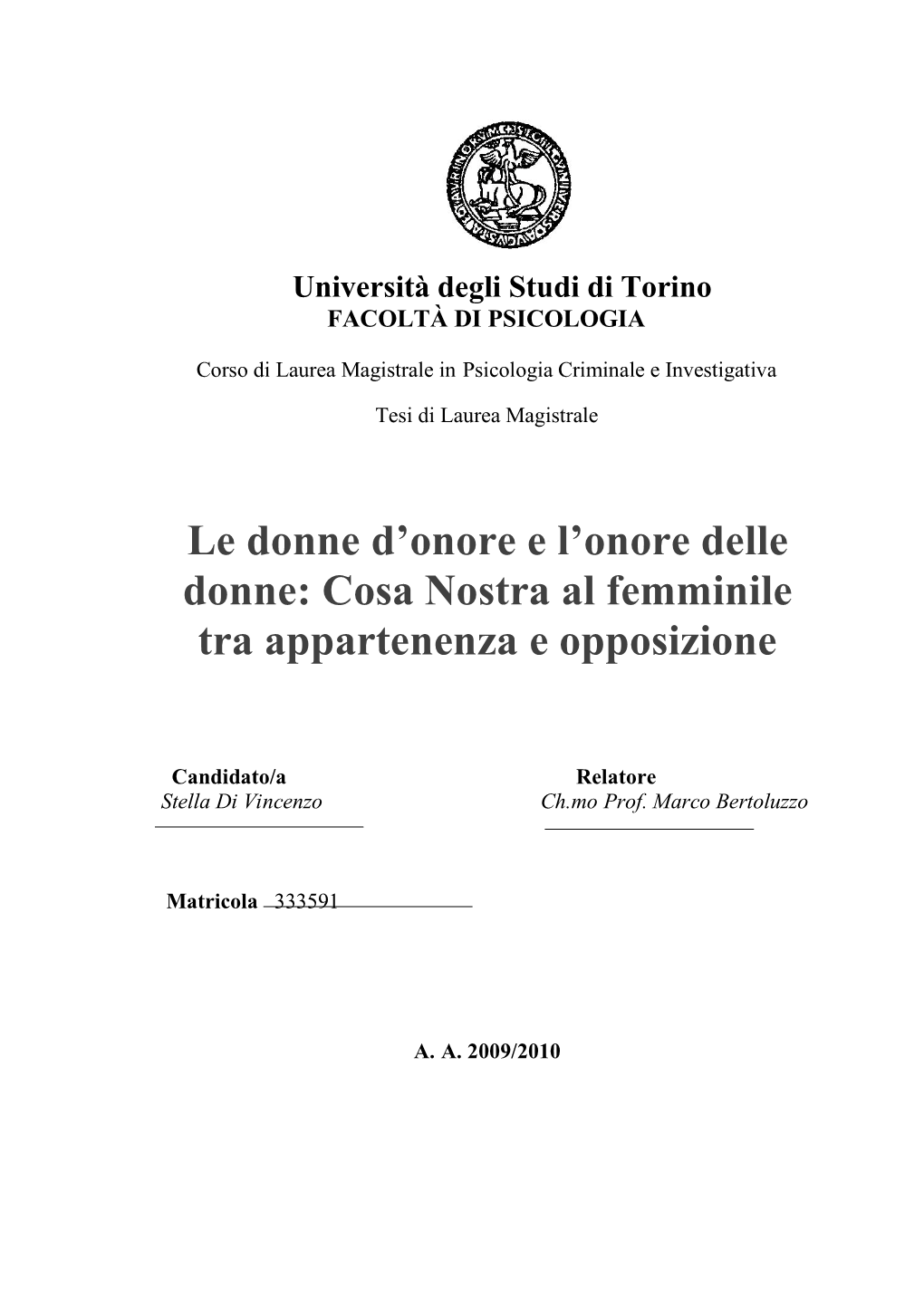 Le Donne D'onore E L'onore Delle Donne