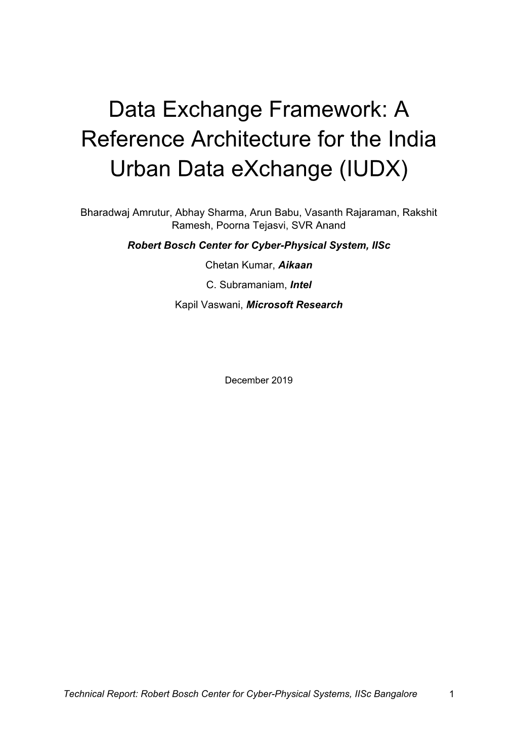 A Reference Architecture for the India Urban Data Exchange (IUDX)