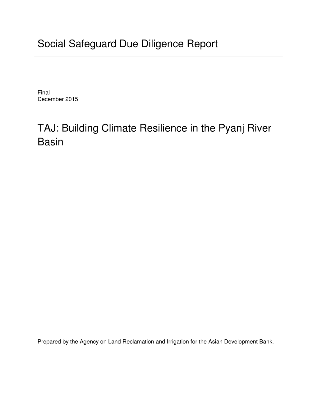 45354-002: Building Climate Resilience in the Pyanj River Basin