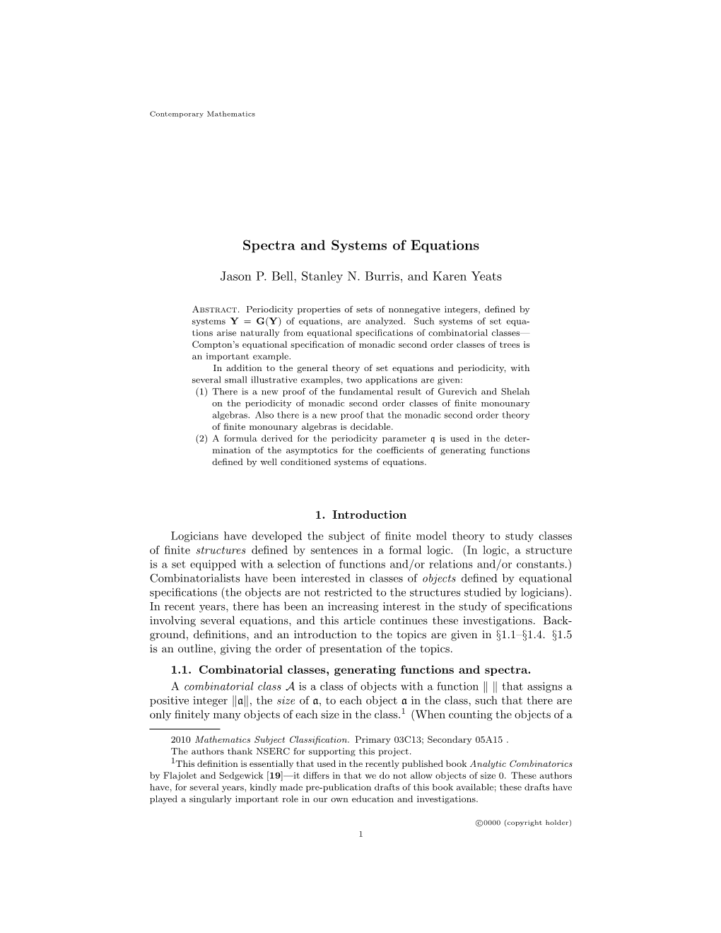 Spectra and Systems of Equations