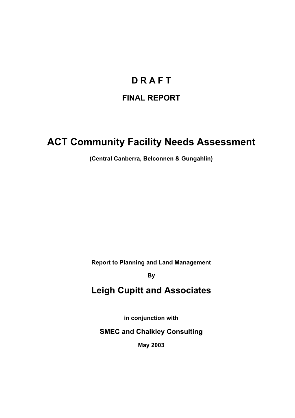 ACT Community Facility Needs Assessment
