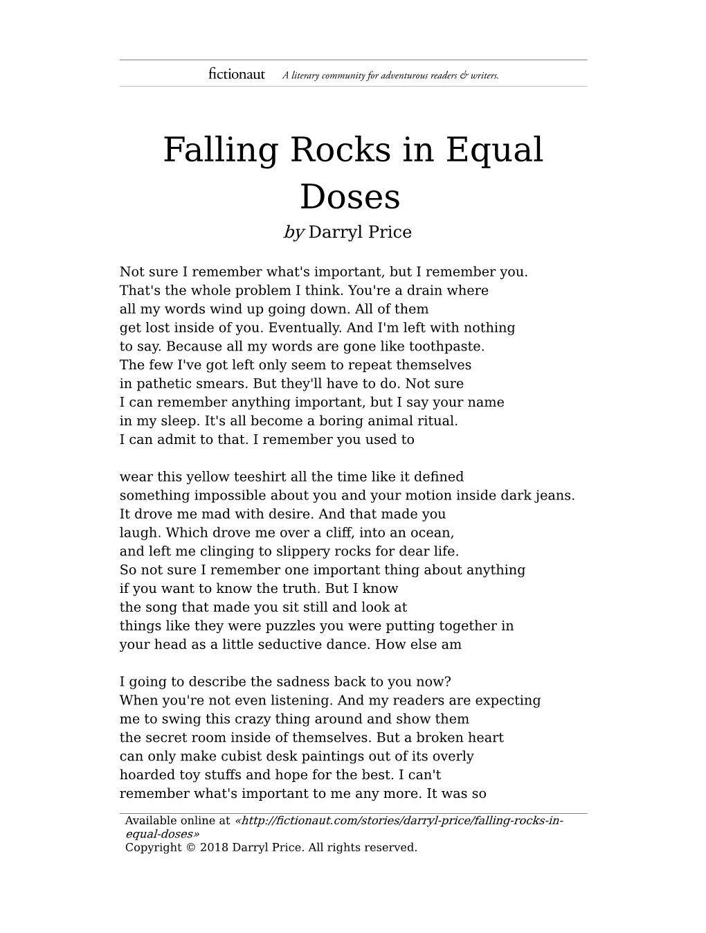 Falling Rocks in Equal Doses by Darryl Price