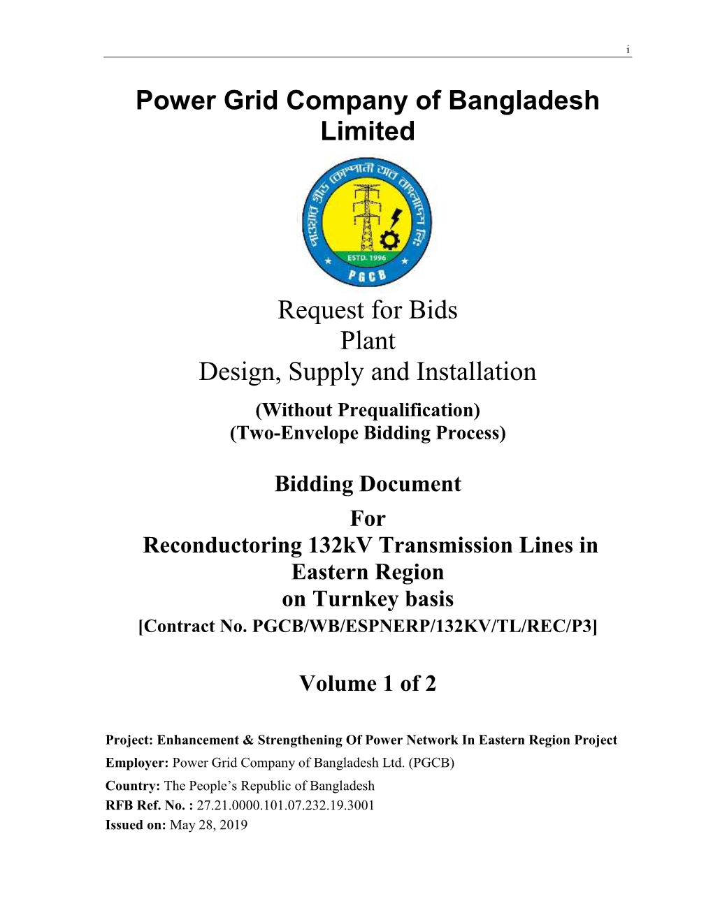 Standard Procurement Document (SPD), Version October 2017, for Procurement of Plant (Design, Supply & Installation)