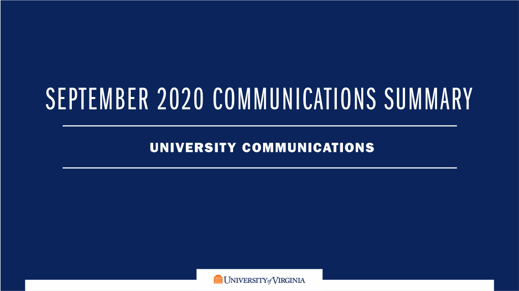 September 2020 Communications Summary