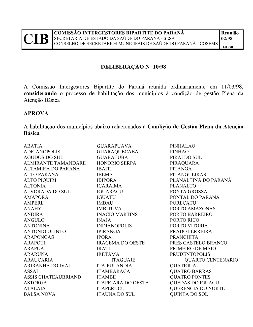 C I B Comissão Intergestores Bipartite