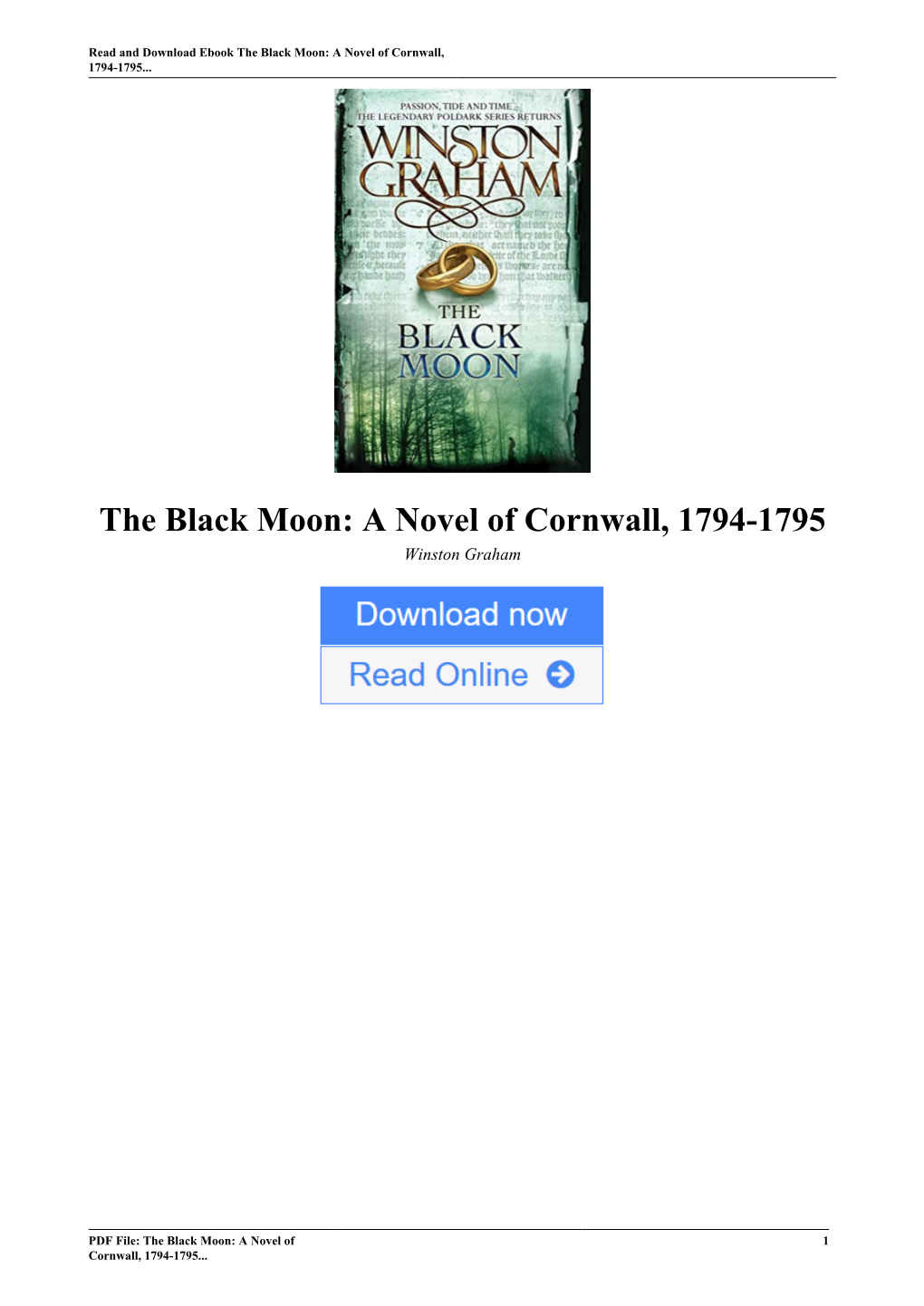 The Black Moon: a Novel of Cornwall, 1794-1795 by Winston Graham