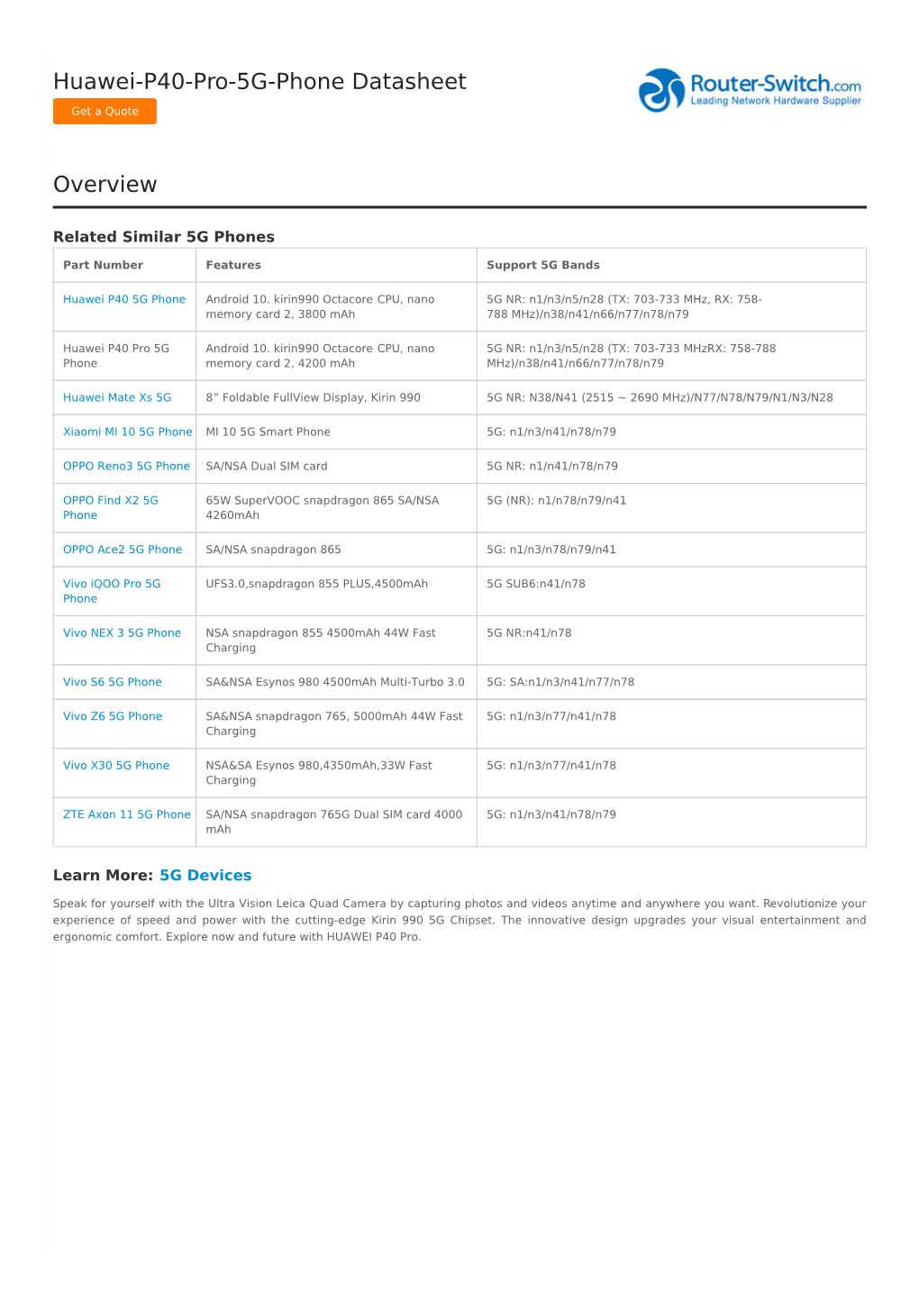 Huawei-P40-Pro-5G-Phone Datasheet