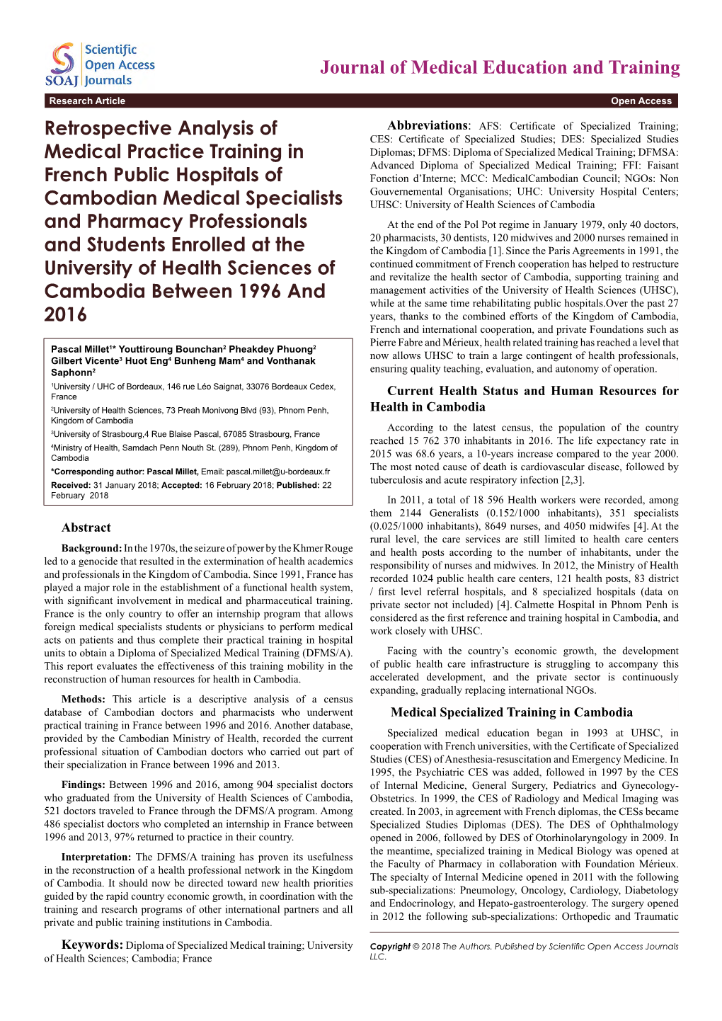 Retrospective Analysis of Medical Practice Training in French Public