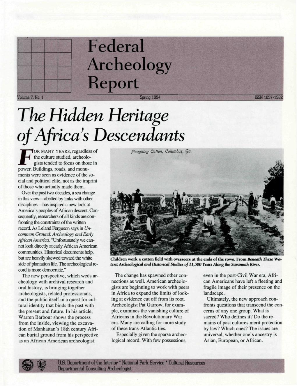 Federal Archeology Report the Hidden Heritage of Africa's