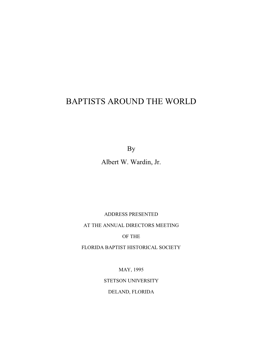 Baptists Around the World