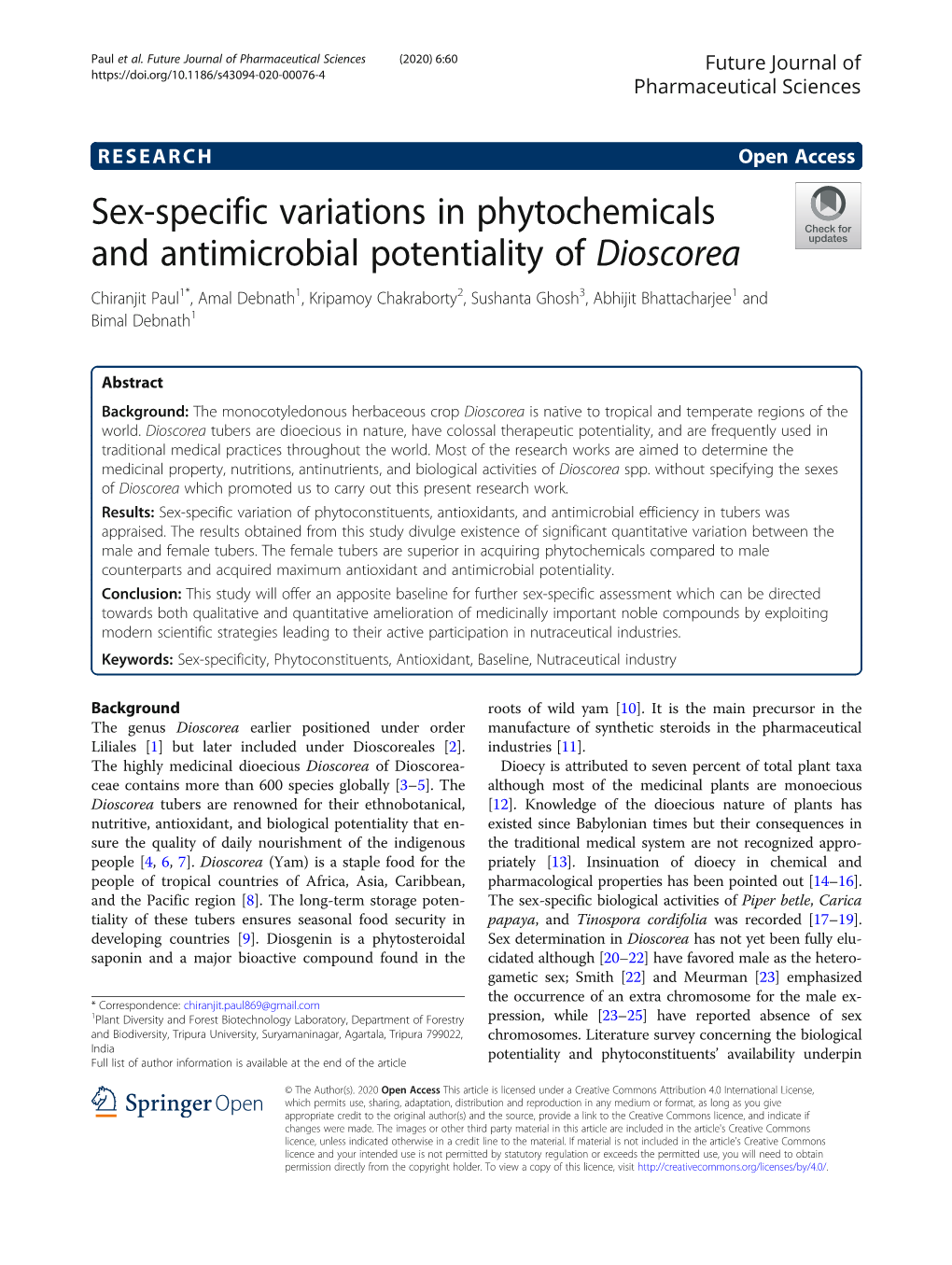 Sex-Specific Variations in Phytochemicals and Antimicrobial