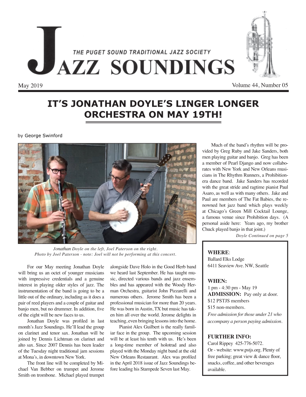 It's Jonathan Doyle's Linger Longer Orchestra on May