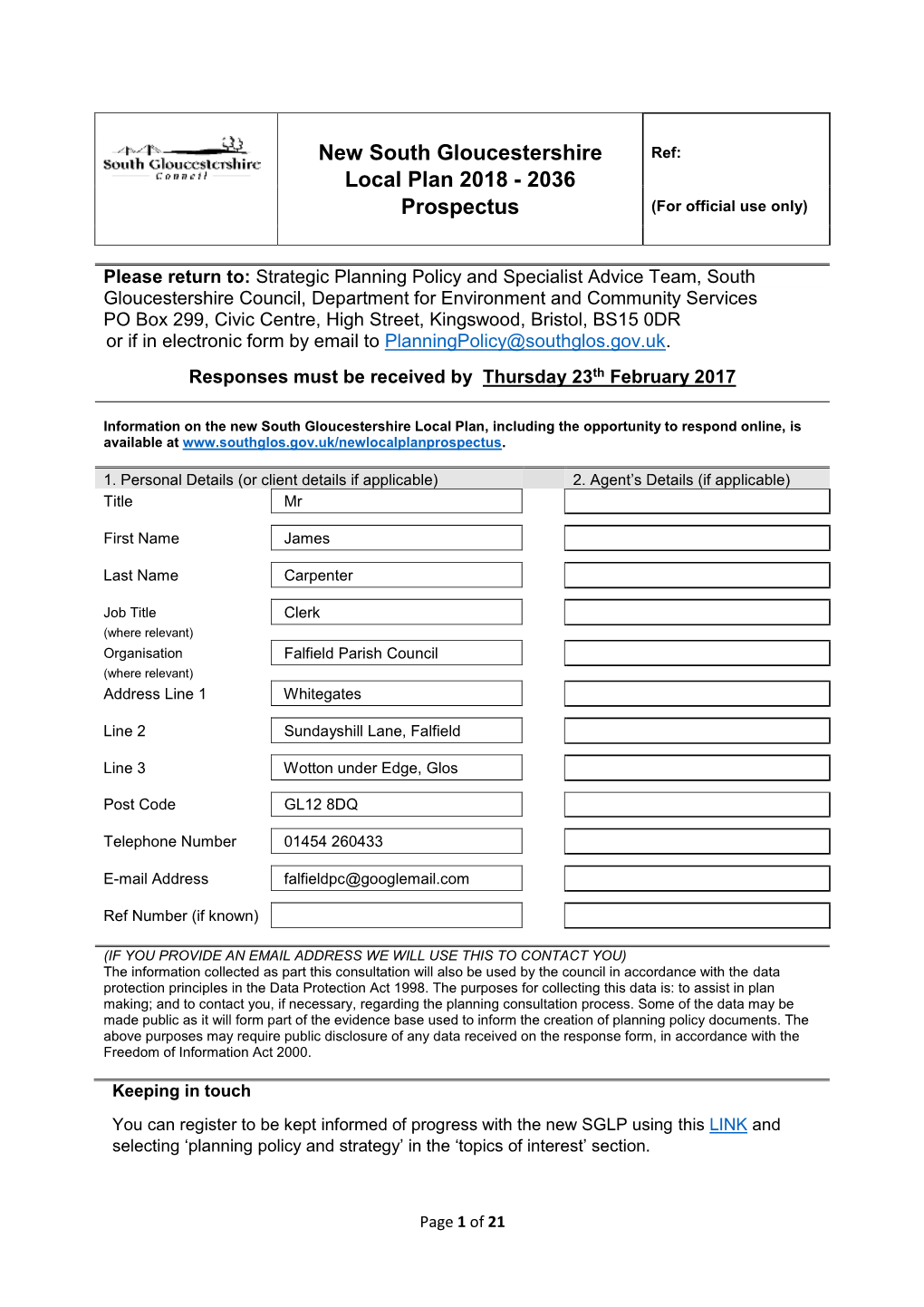 New South Gloucestershire Local Plan 2018