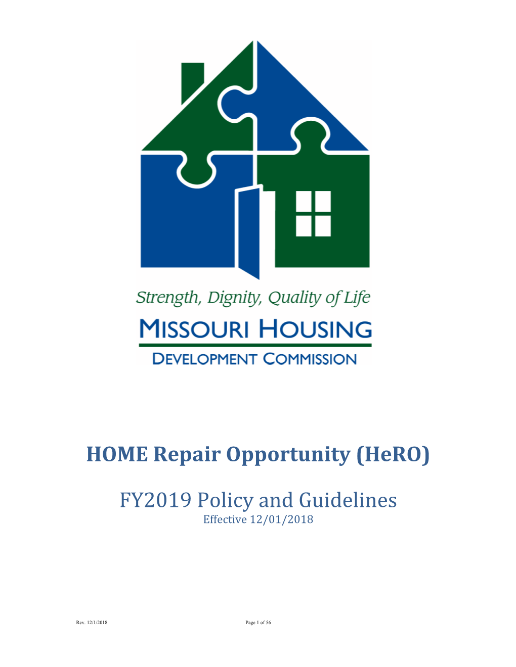 HOME Repair Opportunity (Hero) FY2019 Policy and Guidelines