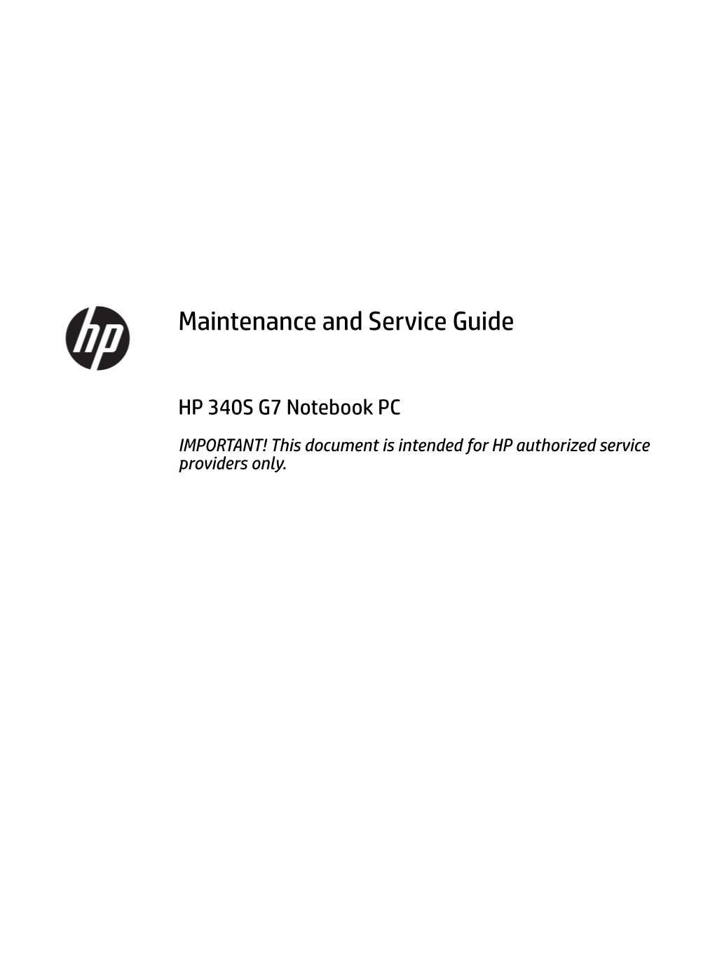 Maintenance and Service Guide HP 340S G7 Notebook PC