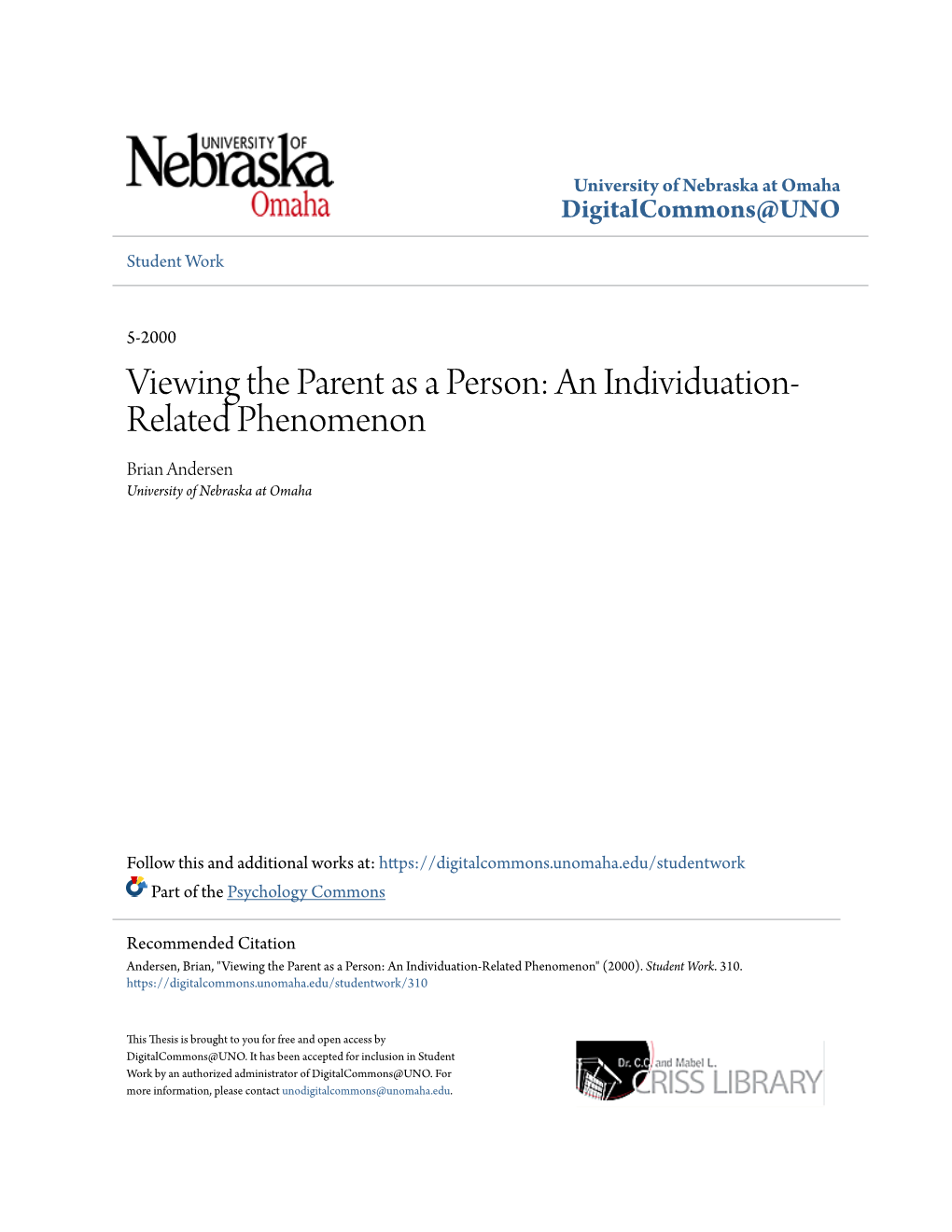 Viewing the Parent As a Person: an Individuation-Related Phenomenon