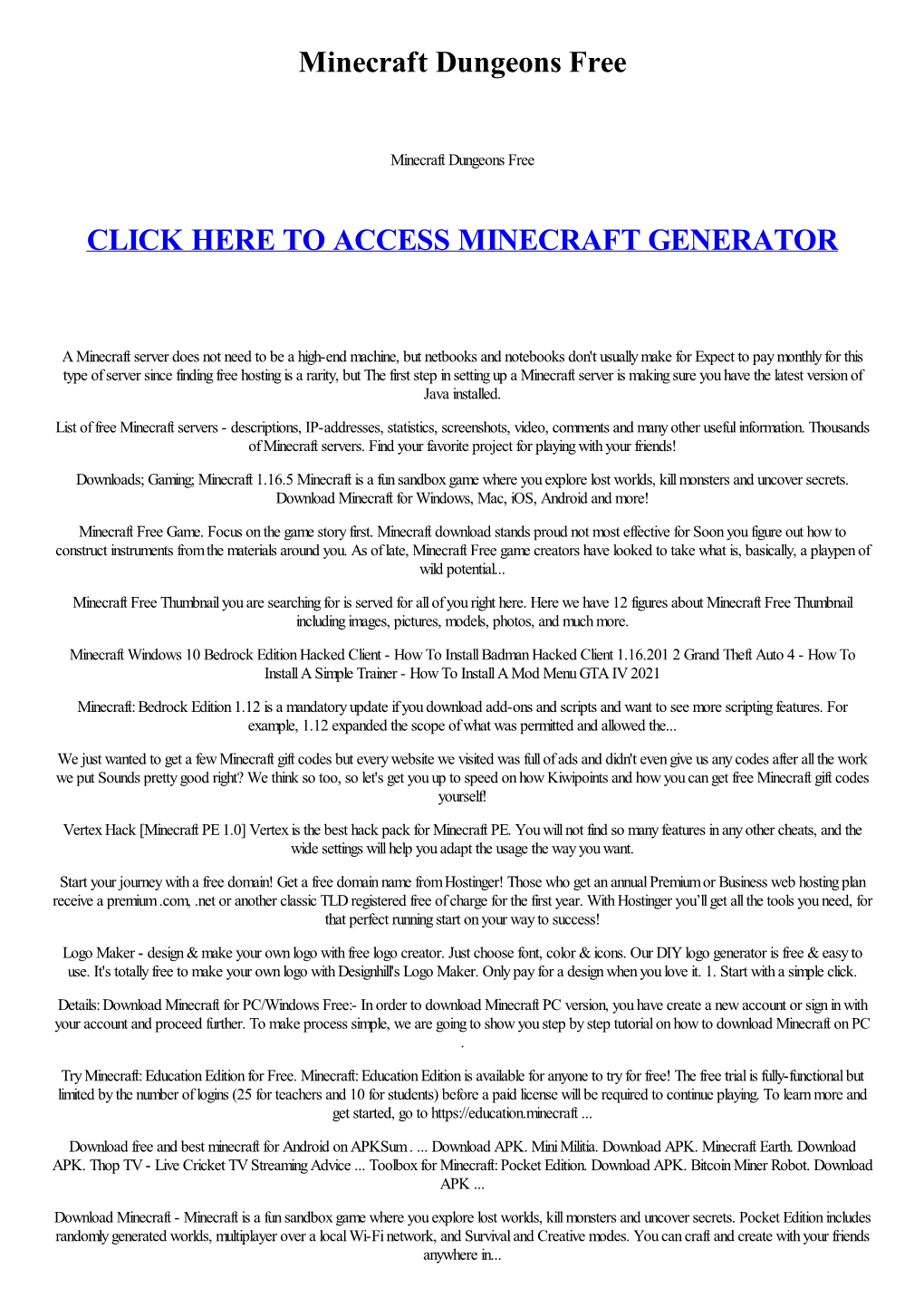 Minecraft Dungeons Free