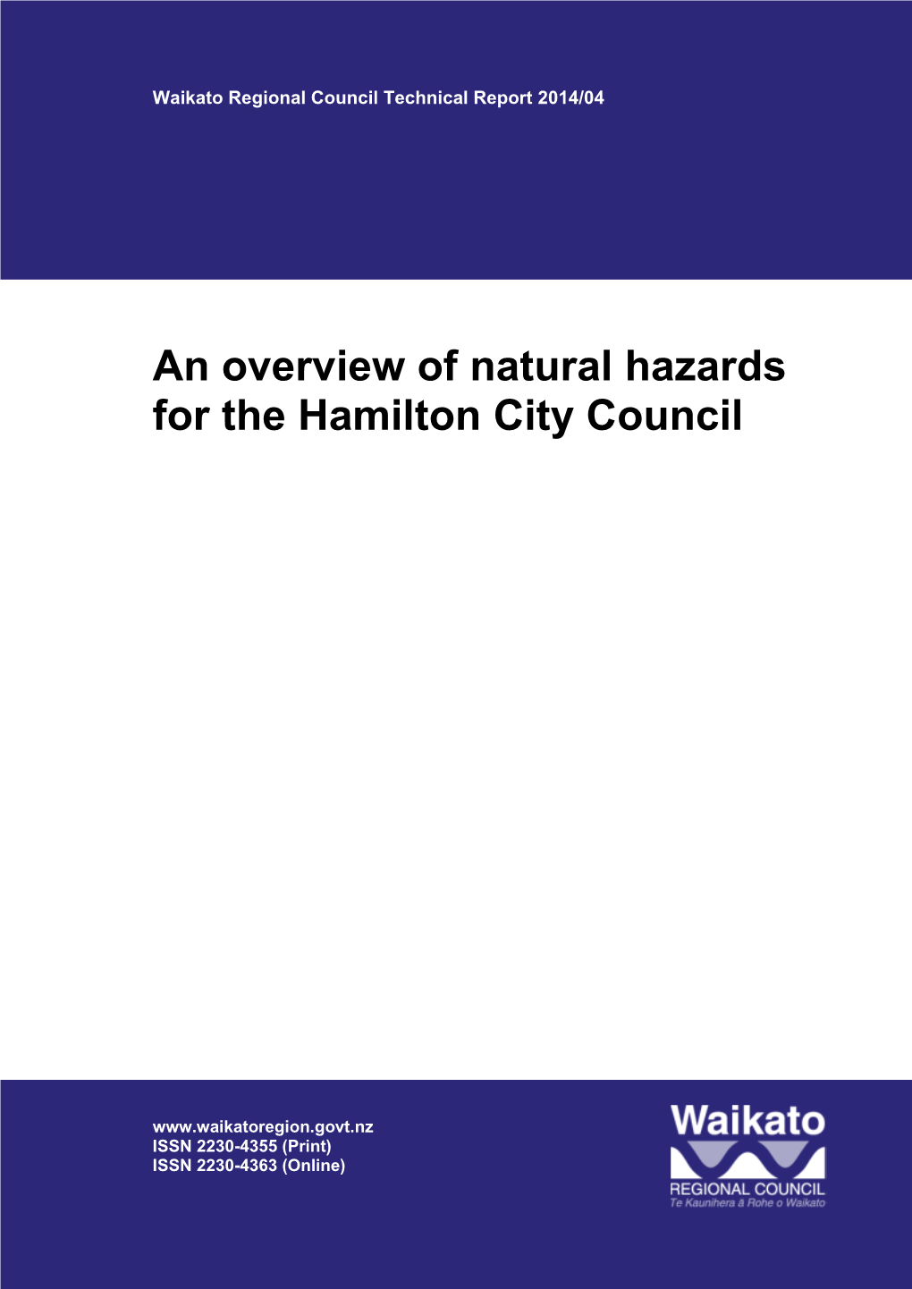 An Overview of Natural Hazards for the Hamilton City Council