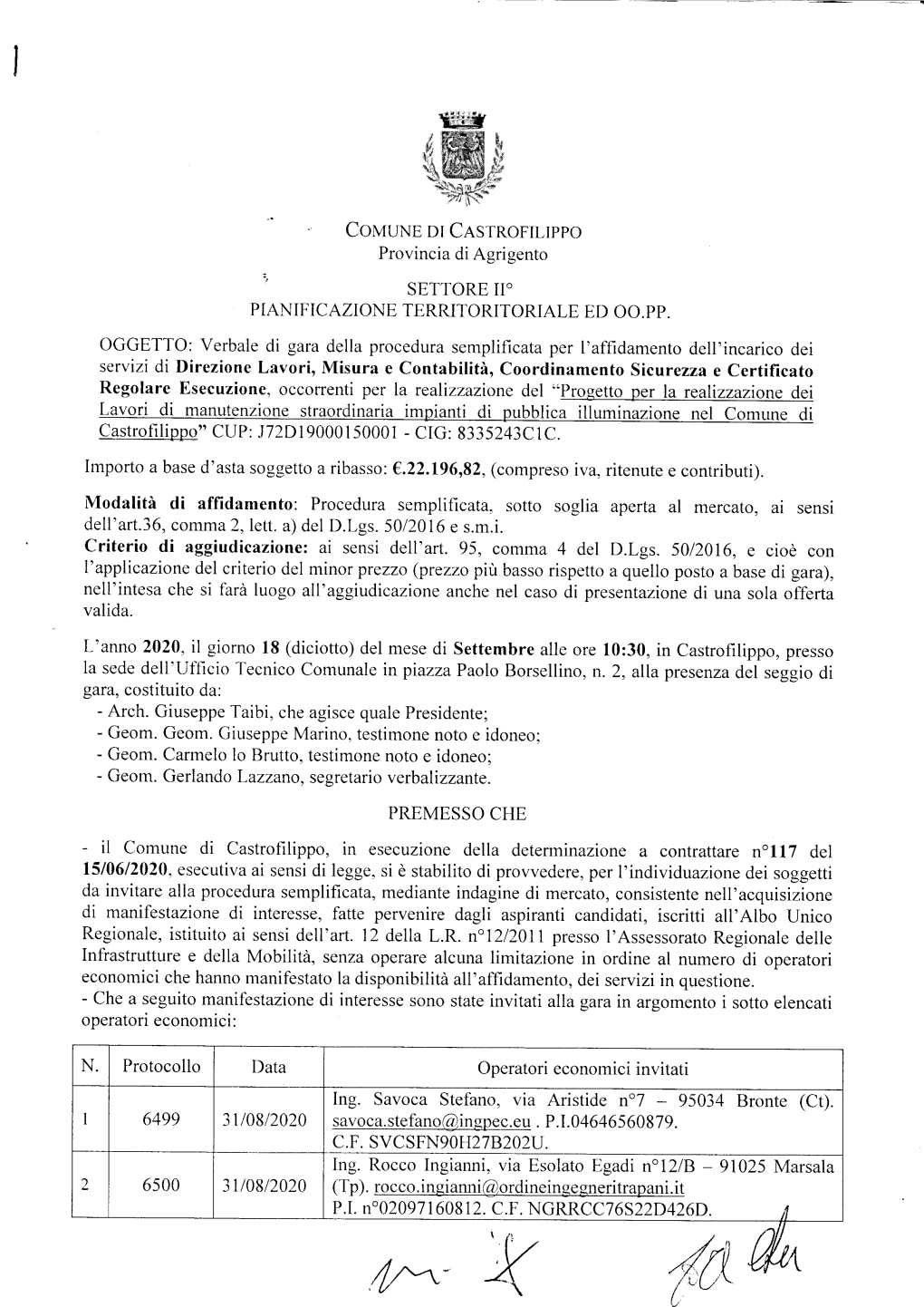 Cohaune Dr Casrnoprlrppo Provincia Diagrigento , SETTORE II' PIANIFICAZIONE TERRITORITORIALE ED OO.PP