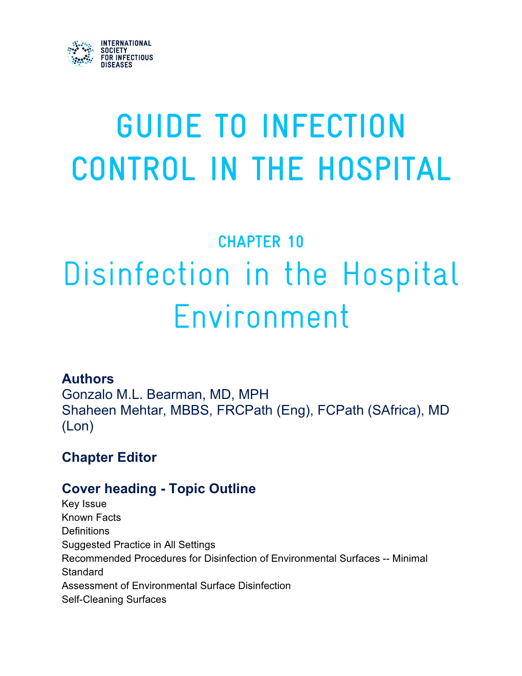 GUIDE to INFECTION CONTROL in the HOSPITAL Disinfection in The