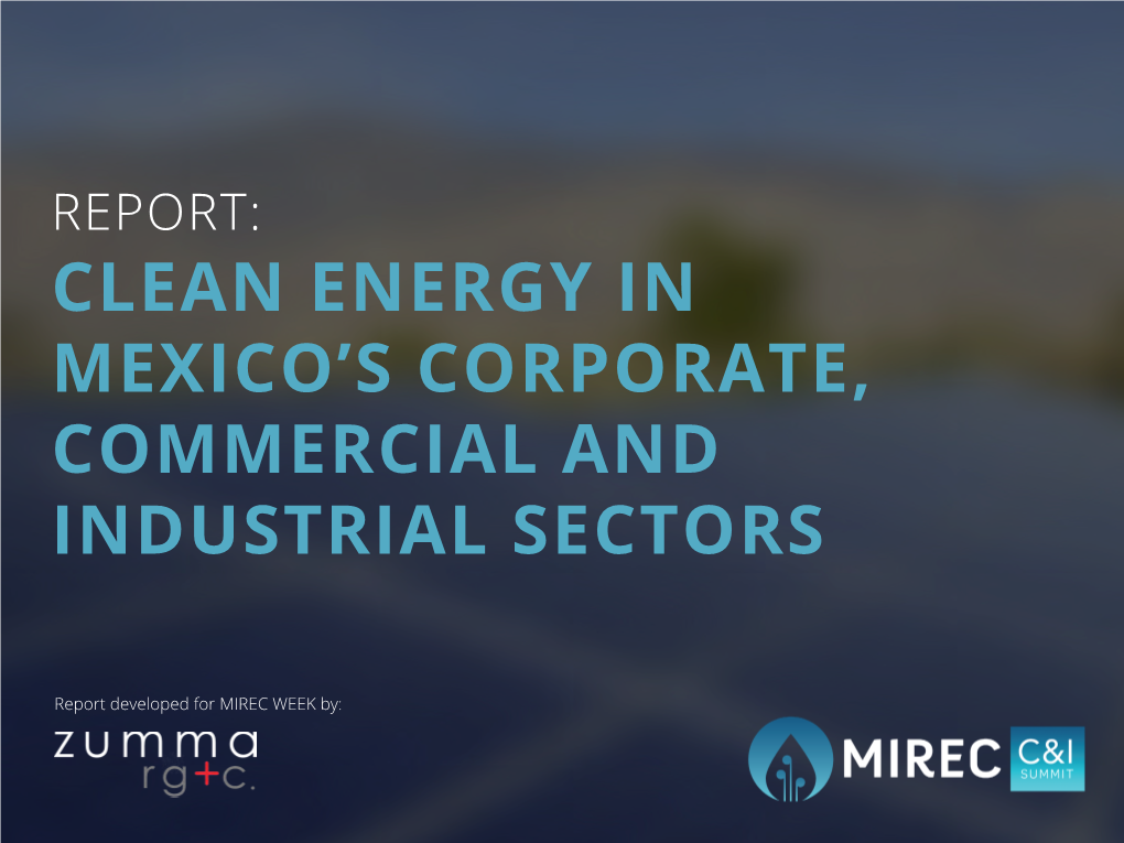 Report: Clean Energy in Mexico’S Corporate, Commercial and Industrial Sectors