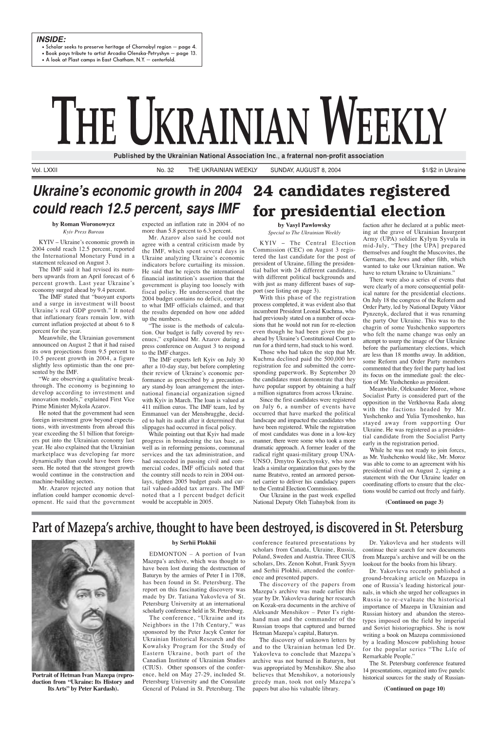 The Ukrainian Weekly 2004, No.32