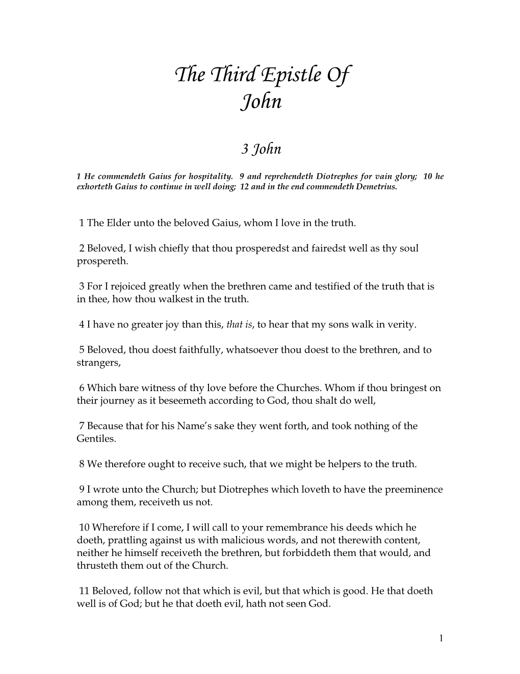 The Third Epistle of John