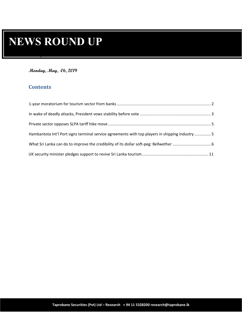 News Round Up