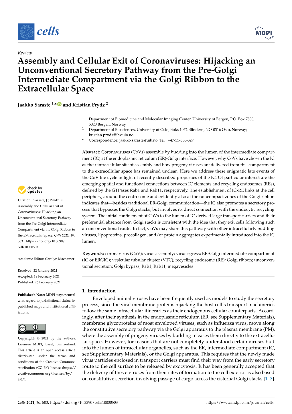 Assembly and Cellular Exit of Coronaviruses