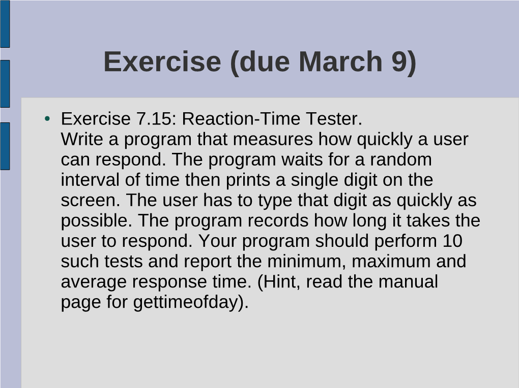 Exercise (Due March 9)