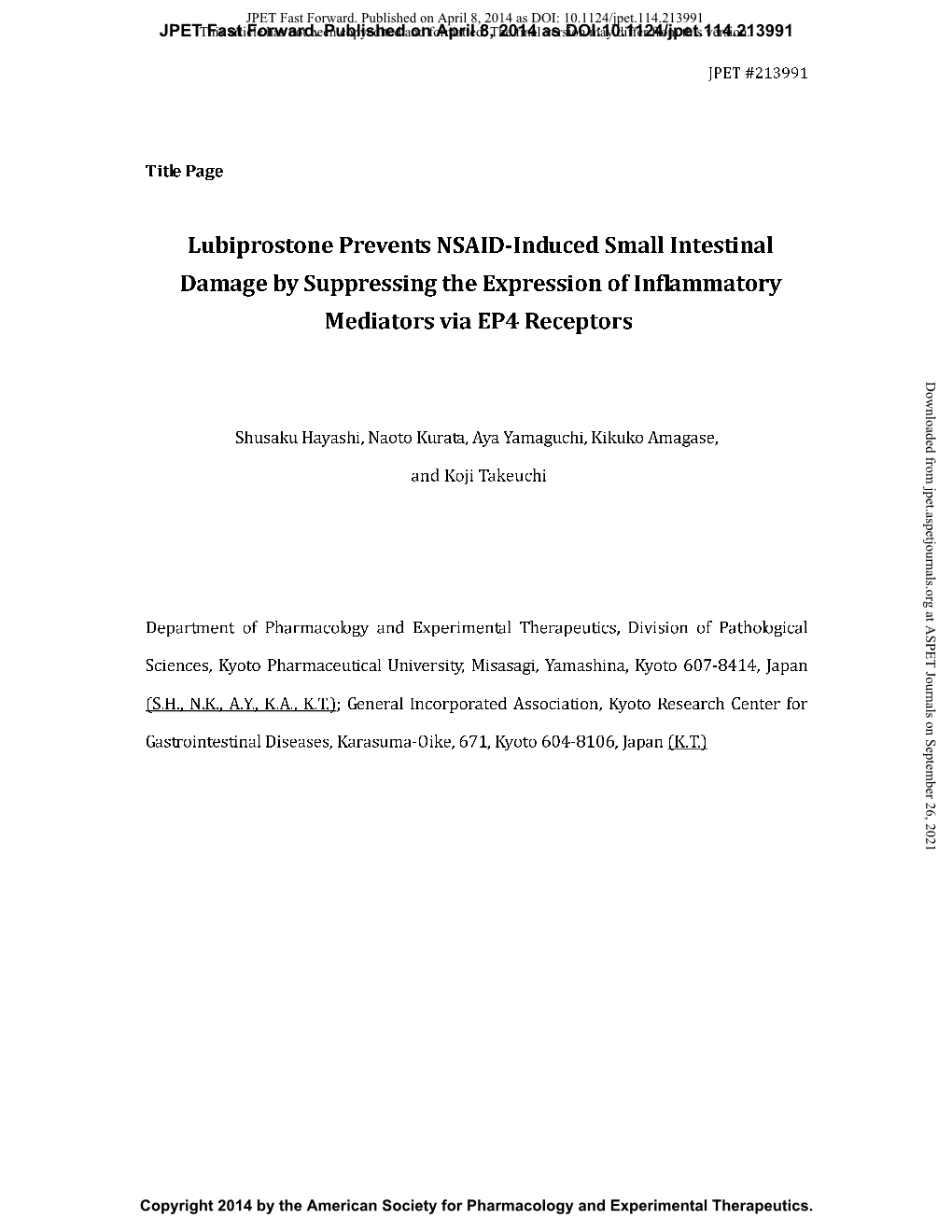 Lubiprostone Prevents NSAID-Induced Small Intestinal Damage by Suppressing the Expression of Inflammatory Mediators Via EP4 Receptors