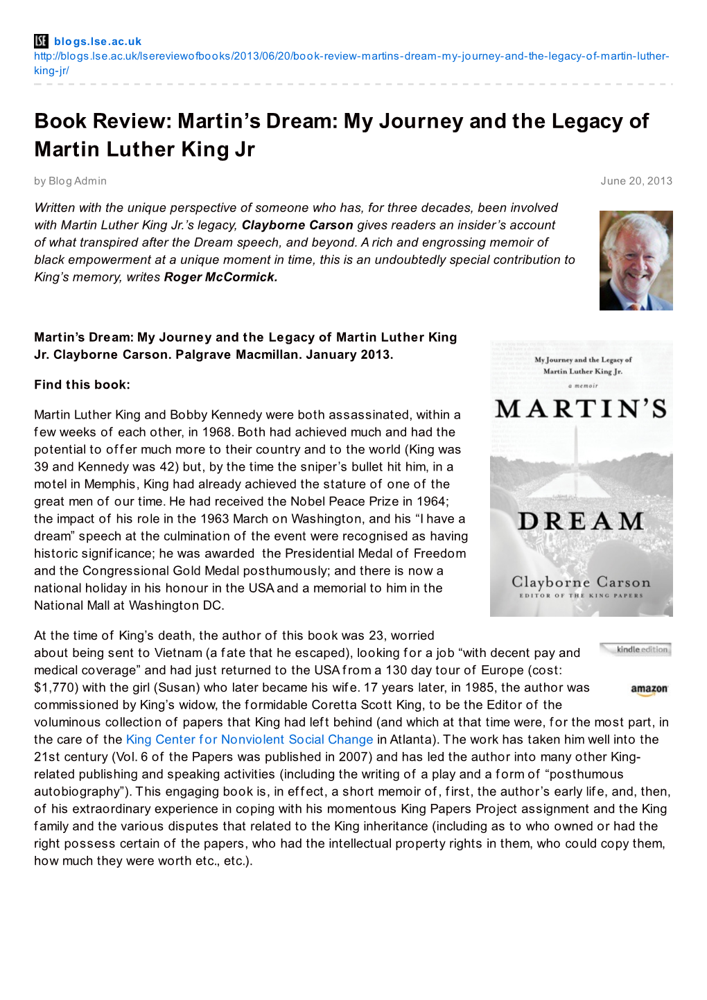 Book Review: Martin's Dream: My Journey and the Legacy of Martin