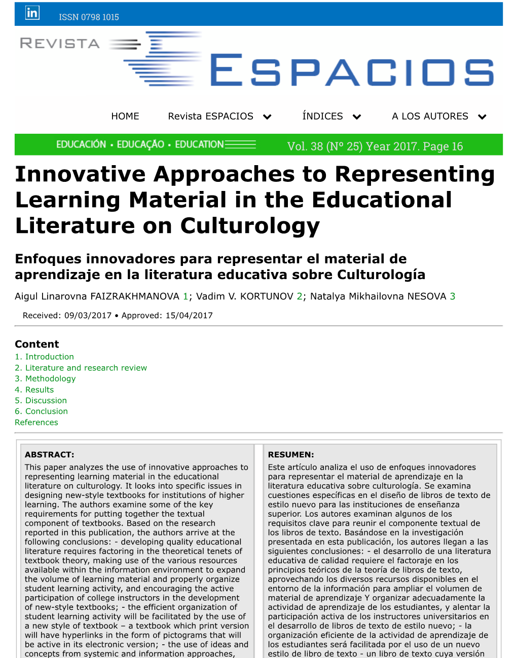 Innovative Approaches to Representing Learning Material in the Educational Literature on Culturology