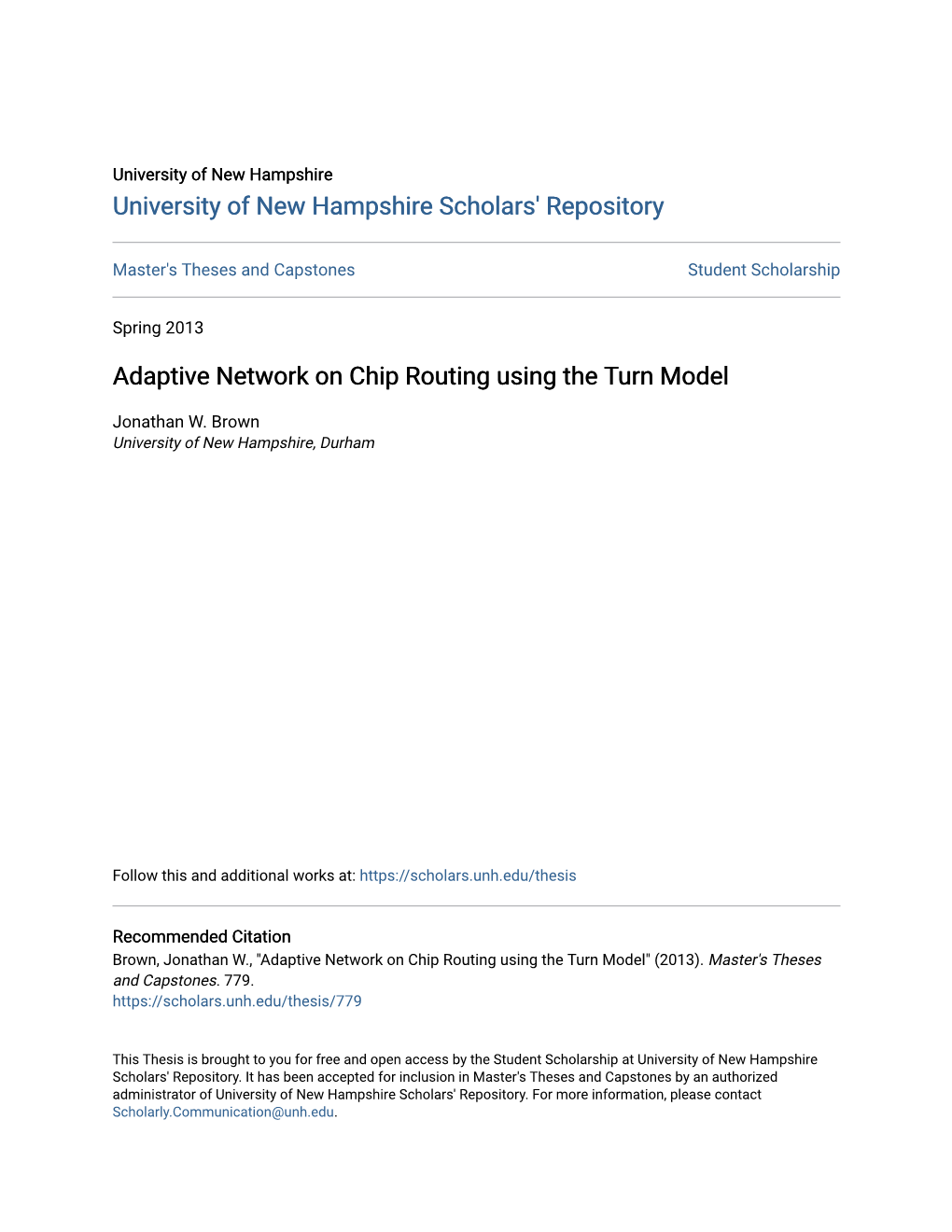 Adaptive Network on Chip Routing Using the Turn Model