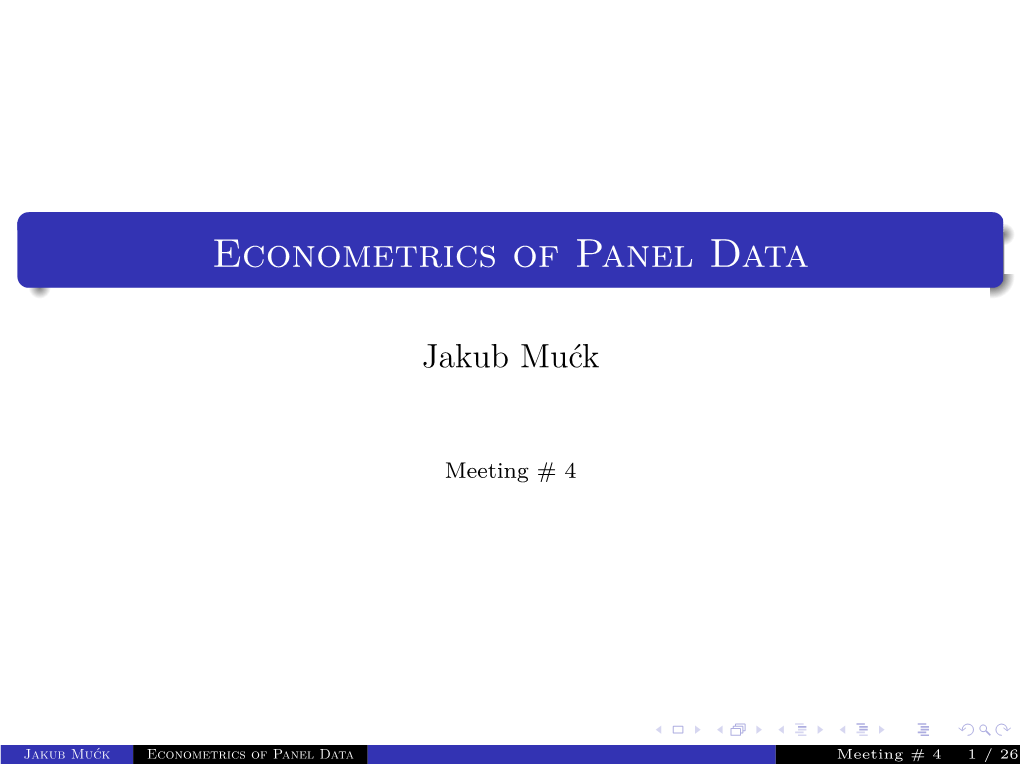 Econometrics of Panel Data