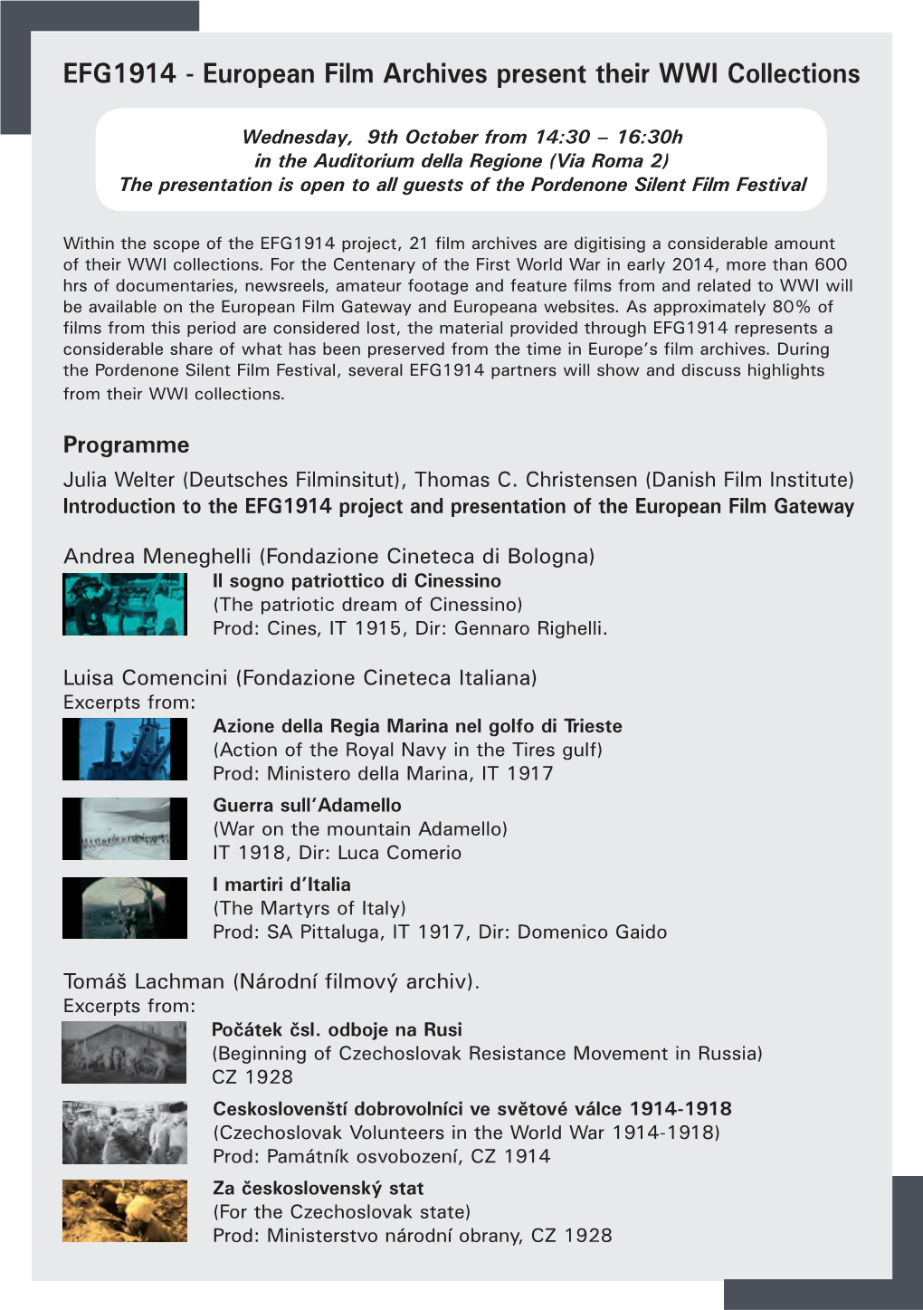 European Film Archives Present Their WWI Collections