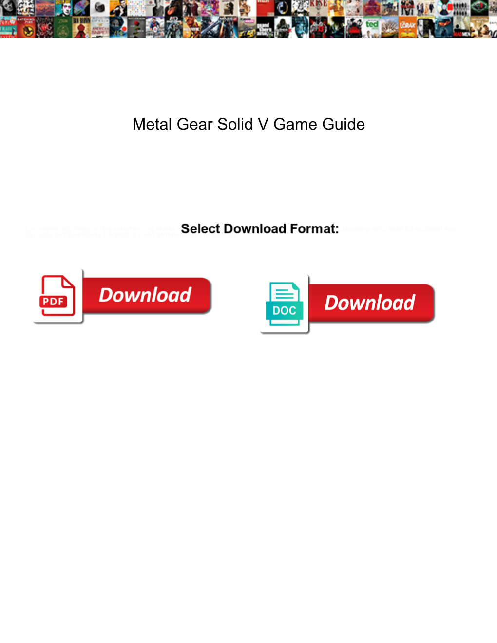 Metal Gear Solid V Game Guide