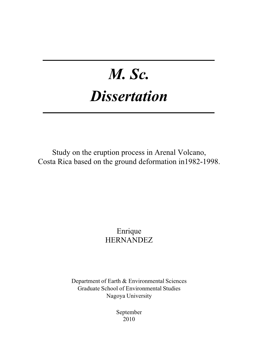 M. Sc. Dissertation