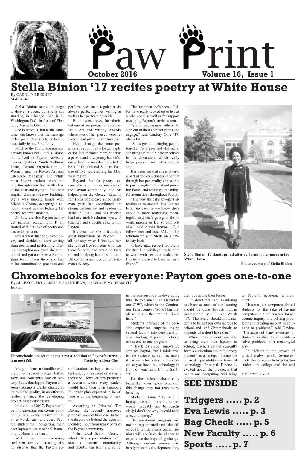 Stella Binion '17 Recites Poetry at White House