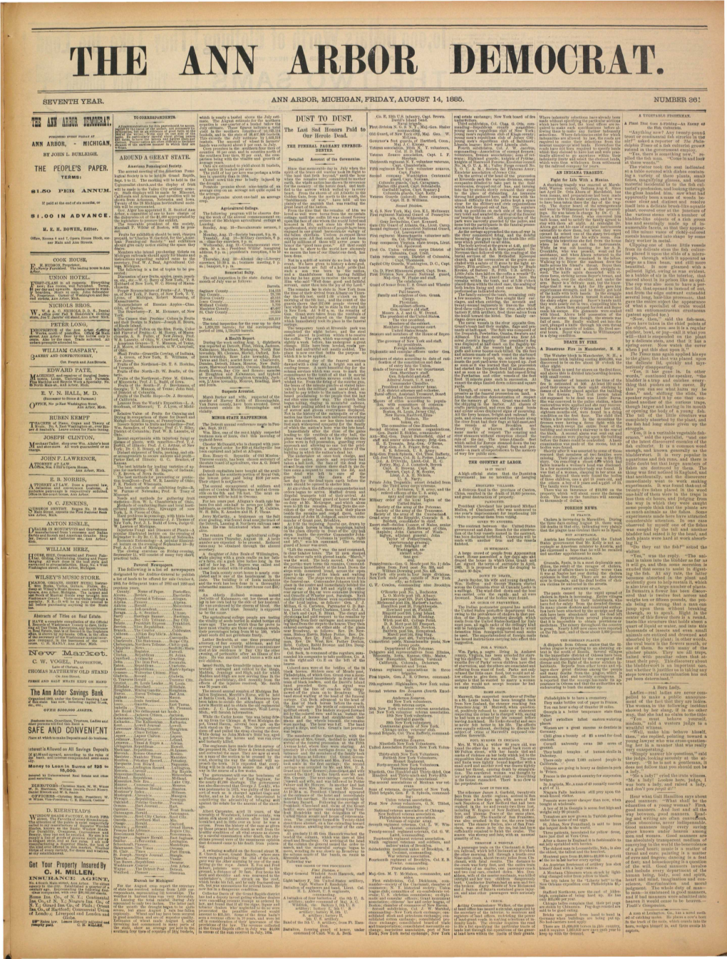 THE PEOPLE's PAPER. the Ann Arbor Savings Bank SAFE AN.D