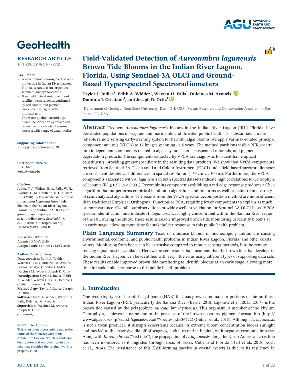 Field‐Validated Detection of Aureoumbra Lagunensis Brown