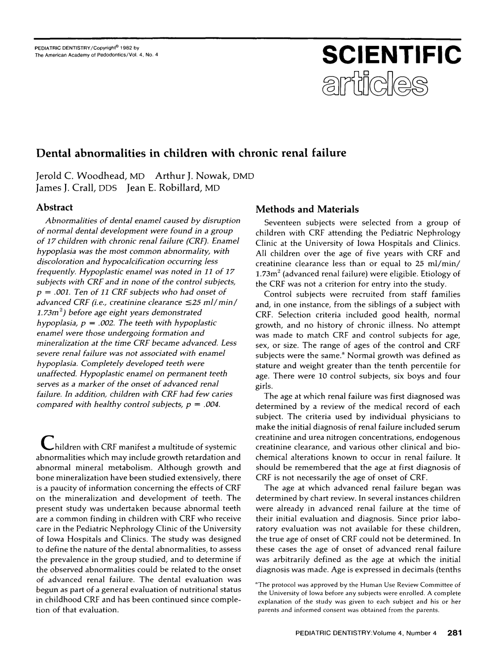 Dental Abnormalities in Children with Chronic Renal Failure