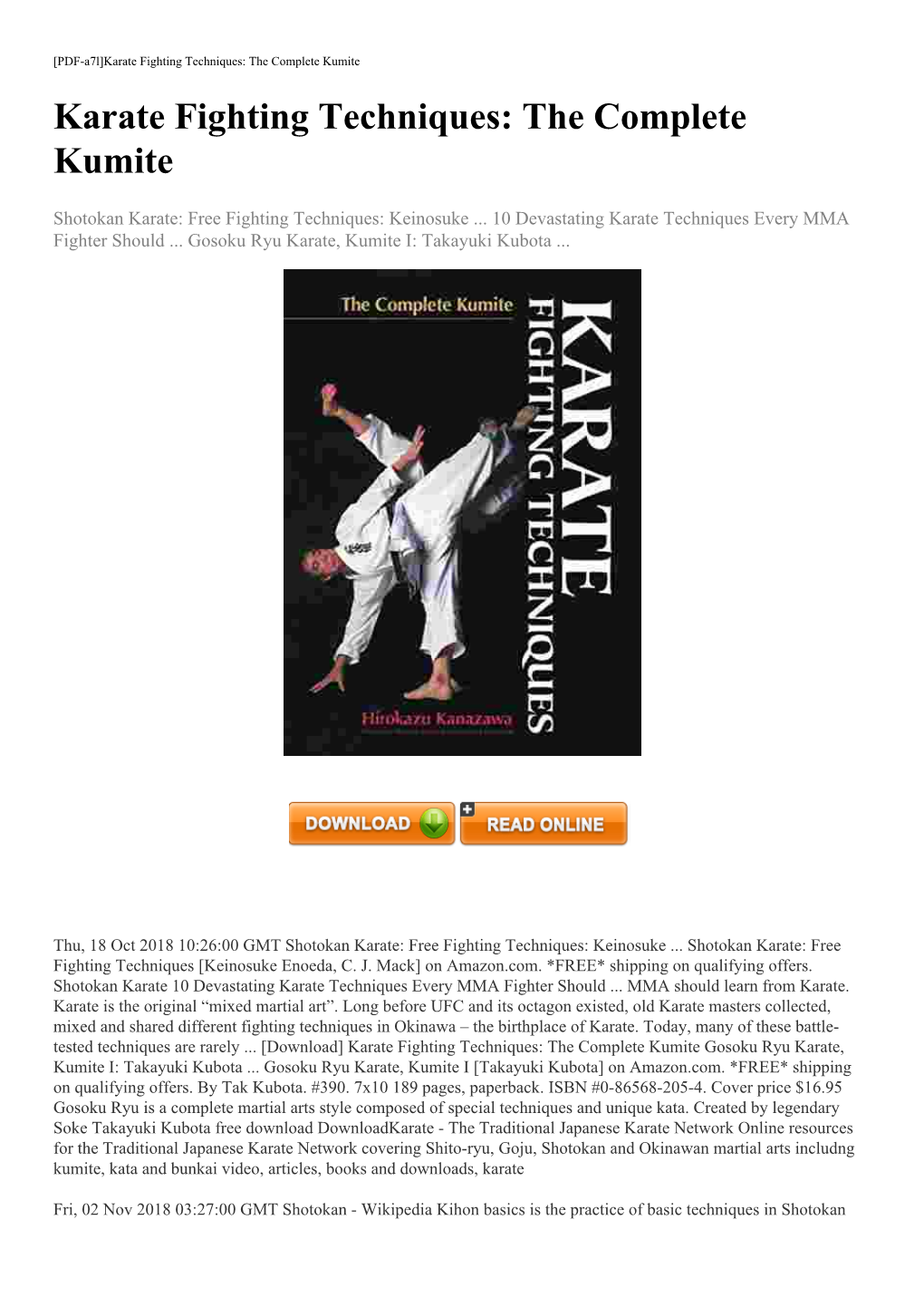Karate Fighting Techniques: the Complete Kumite Karate Fighting Techniques: the Complete Kumite